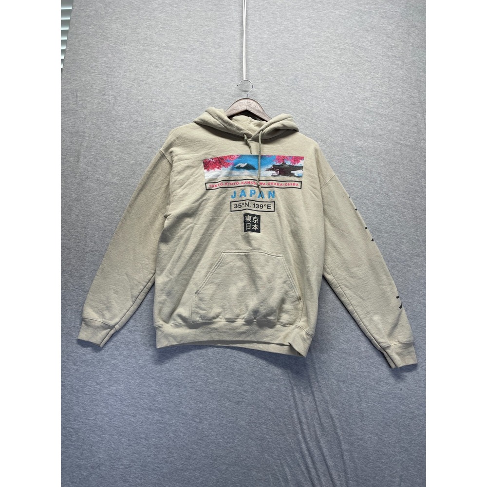 Popular Poison Hoodie Men Medium Beige Graphic Print Tokyo Temple Cherry Blossom